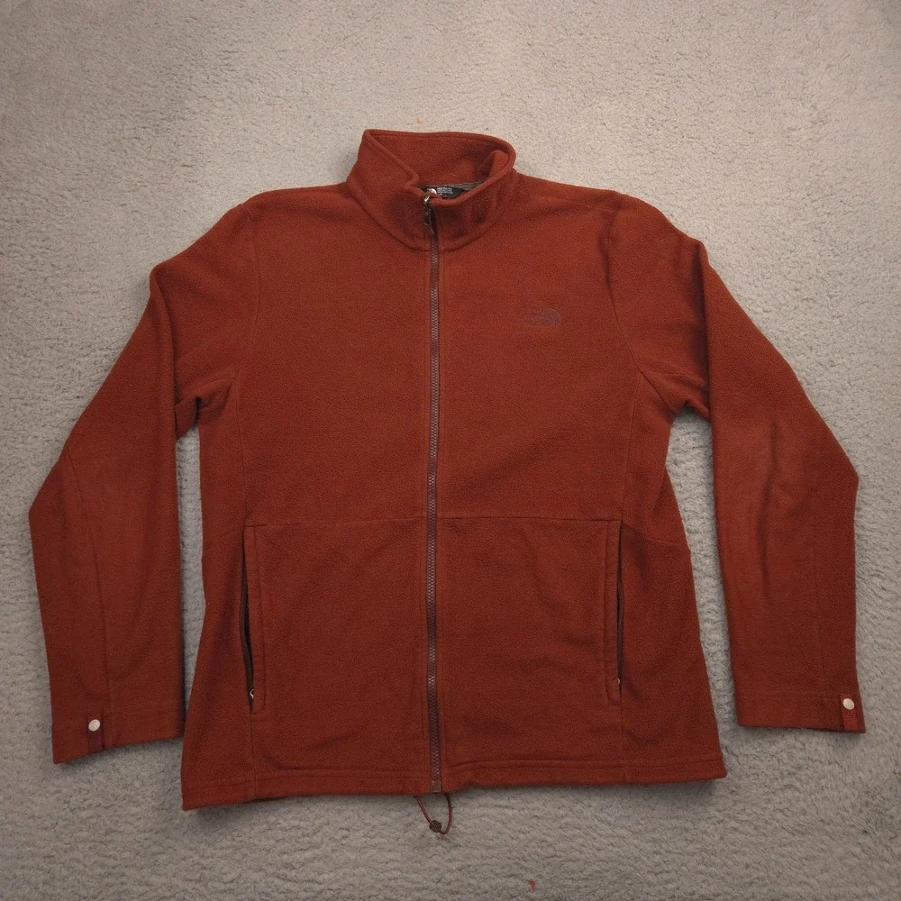 The North Face Fleece Jacket Mens L Rust Brown Full Zip Outdoor Hiking